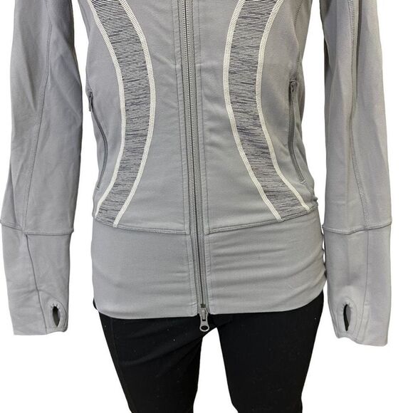 Lululemon In Stride‎ Jacket Full Zip Fossil Gray Wee Are From Space Sz 2 - Picture 3 of 10